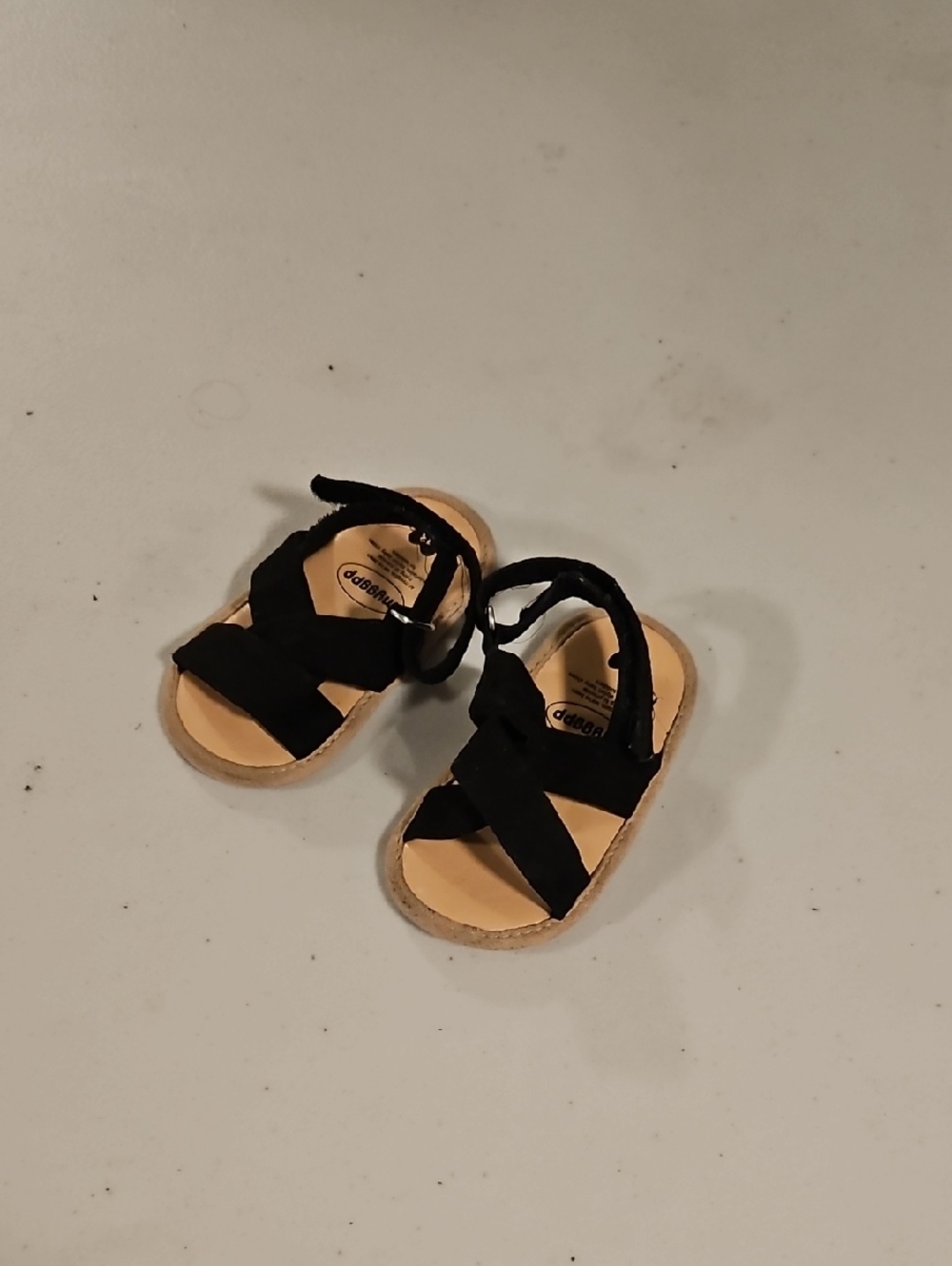 Little Kids' Black Crisscross Strap Sandals with Ankle Tie